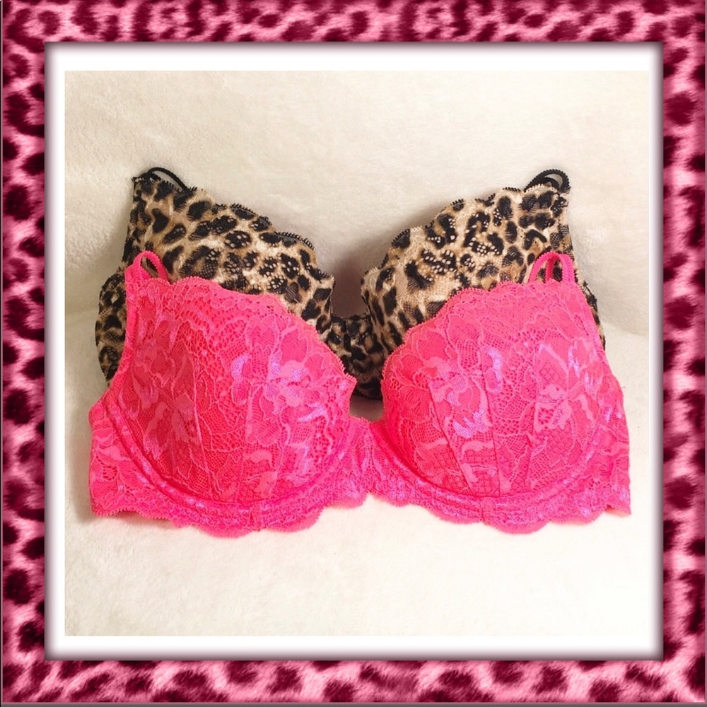 PINK Victoria Secret Bra’s Size 34B Pink & Leopard